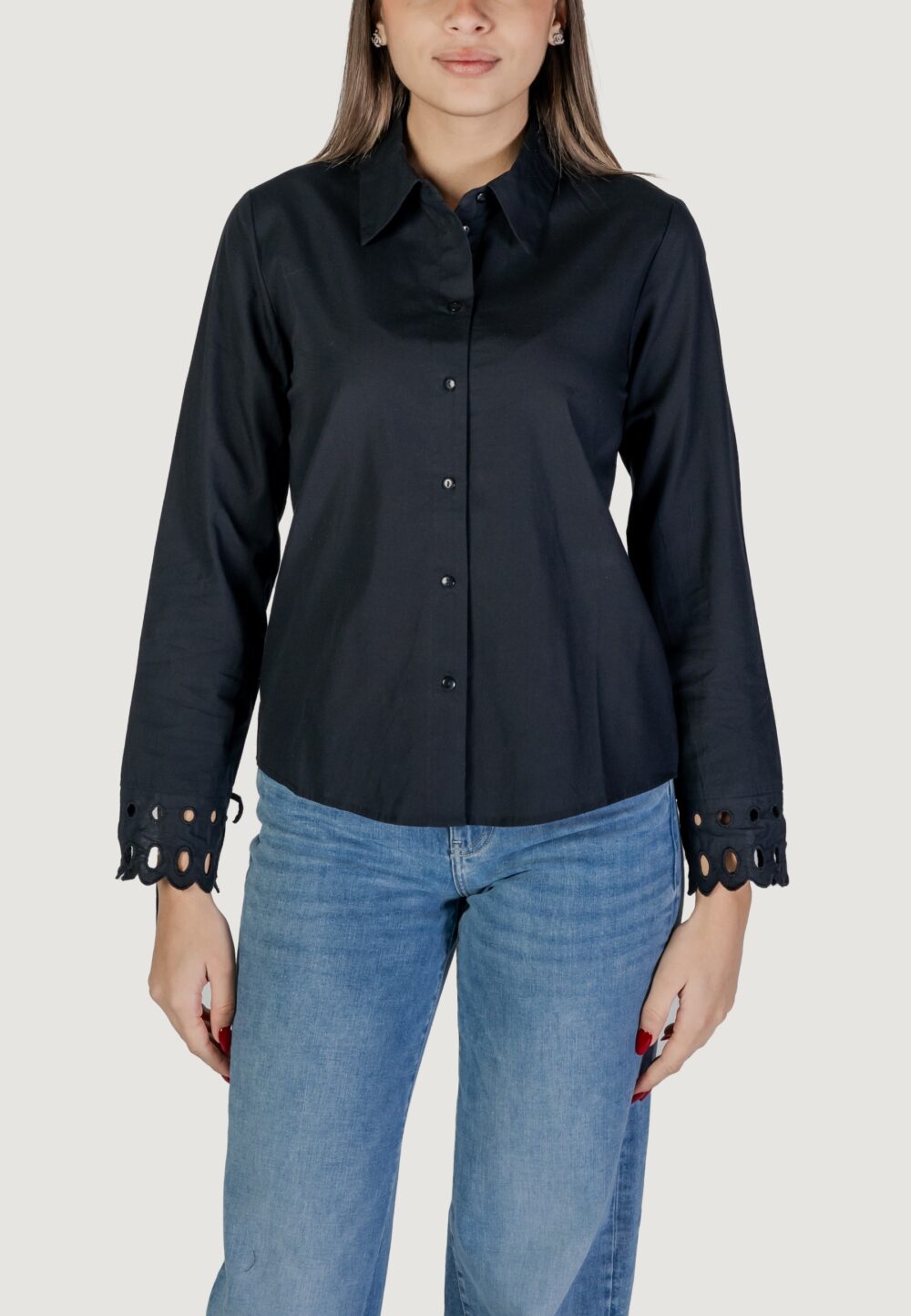 Camicia manica lunga Jacqueline de Yong JDYMIMI L/S CUTOUT SHIRT WVN Nero - Foto 1