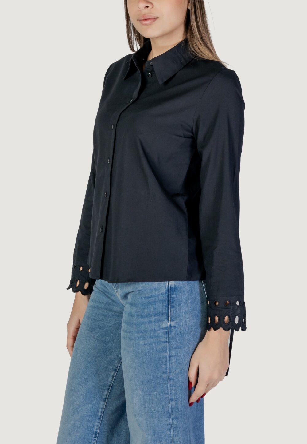 Camicia manica lunga Jacqueline de Yong JDYMIMI L/S CUTOUT SHIRT WVN Nero - Foto 2