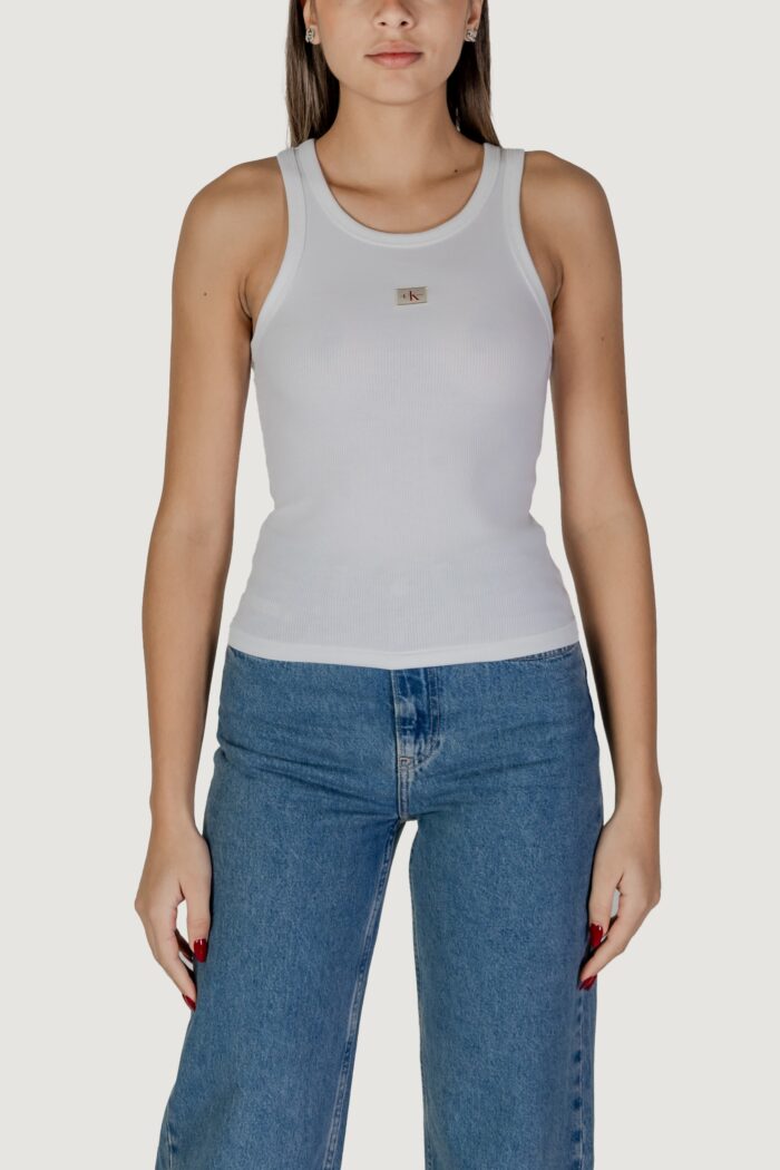 Canotta Calvin Klein WOVEN LABEL RIB TANK Bianco