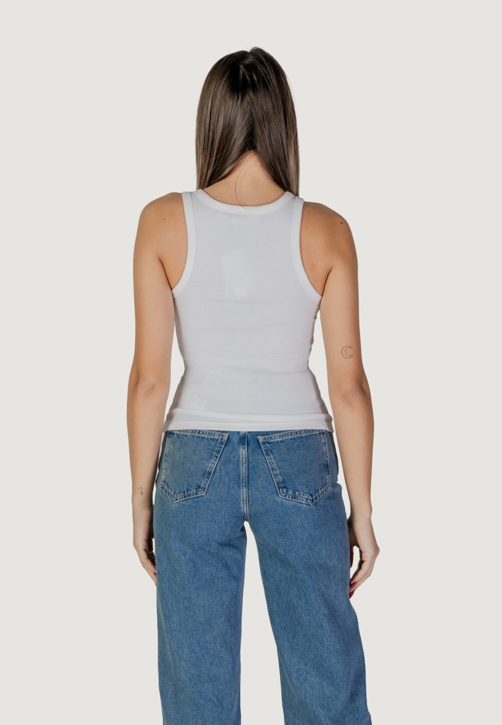 Canotta Calvin Klein Jeans WOVEN LABEL RIB TANK Bianco - Foto 4