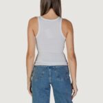 Canotta Calvin Klein Jeans WOVEN LABEL RIB TANK Bianco - Foto 4