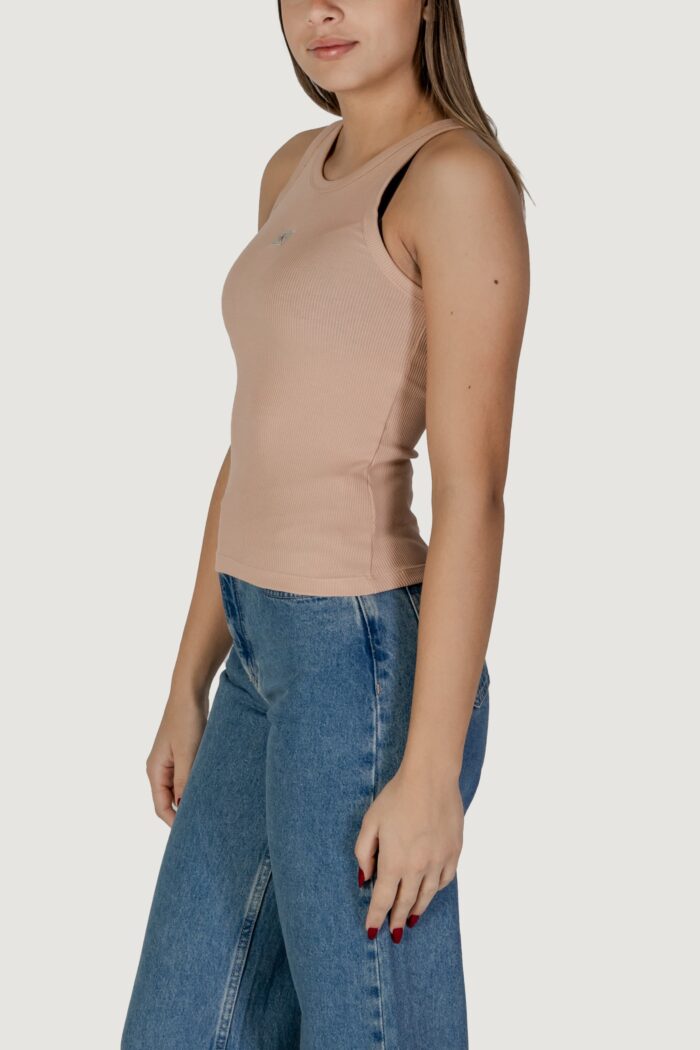 Canotta Calvin Klein WOVEN LABEL RIB TANK Rosa Antico