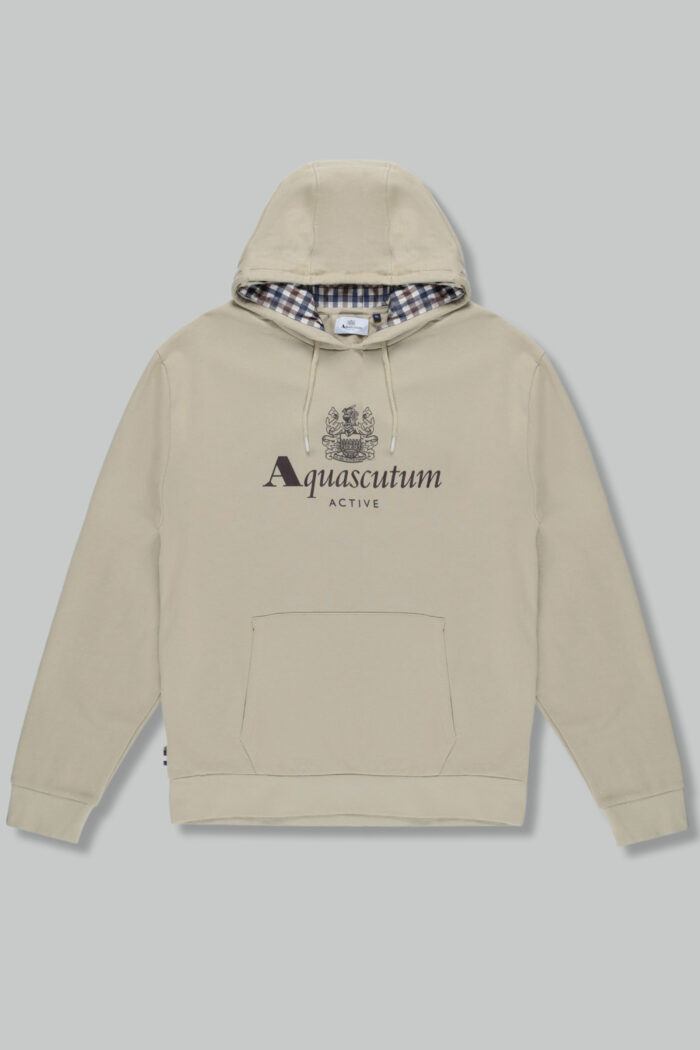 Felpa con cappuccio Aquascutum ACTIVE BIG LOGO HOODIE Beige