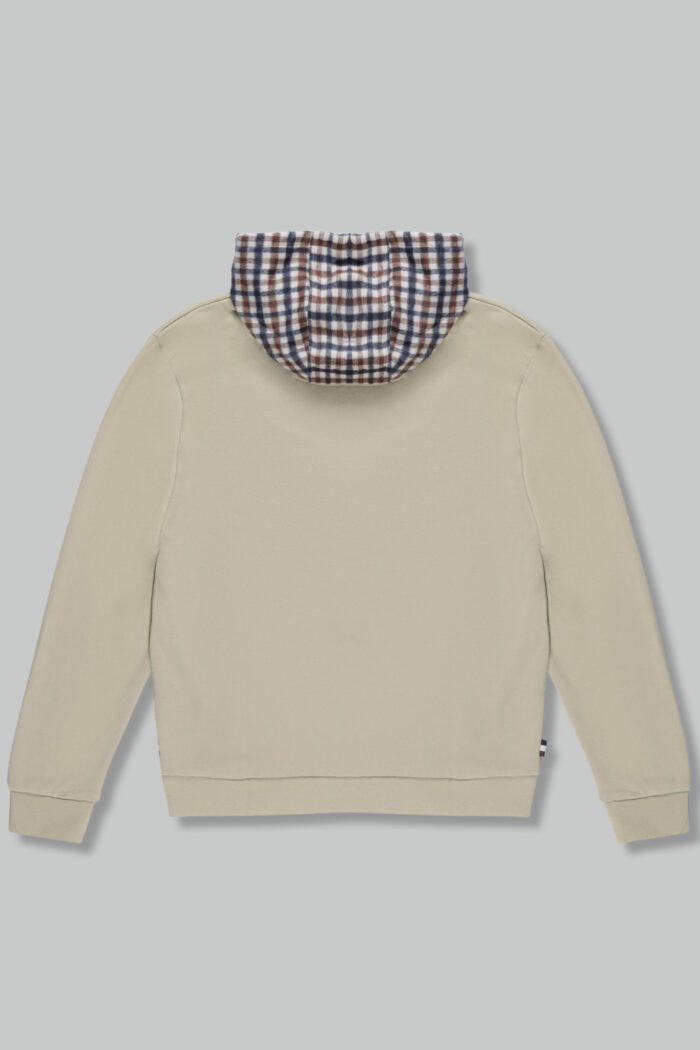 Felpa con cappuccio Aquascutum ACTIVE CLUB CHECK FZ MERINO HOODIE Beige