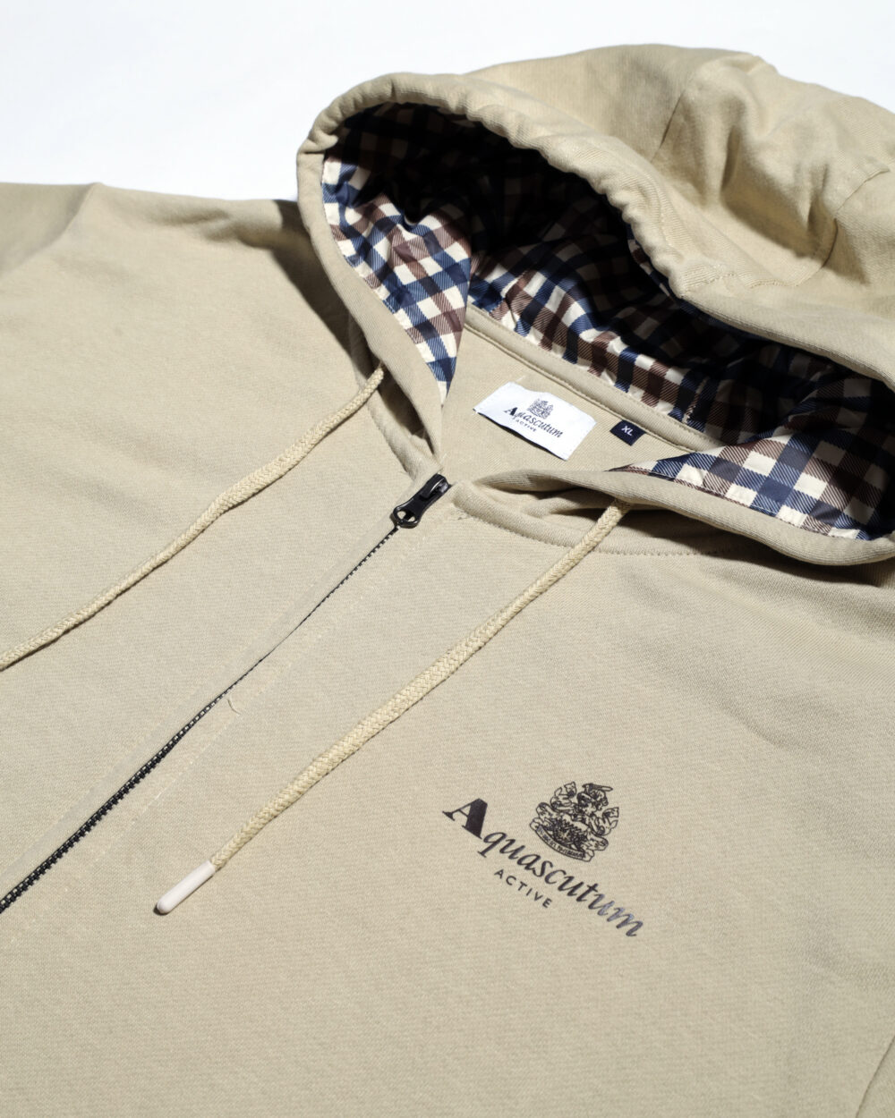 Felpa con cappuccio Aquascutum ACTIVE SMALL LOGO FZ HOODIE Beige - Foto 3