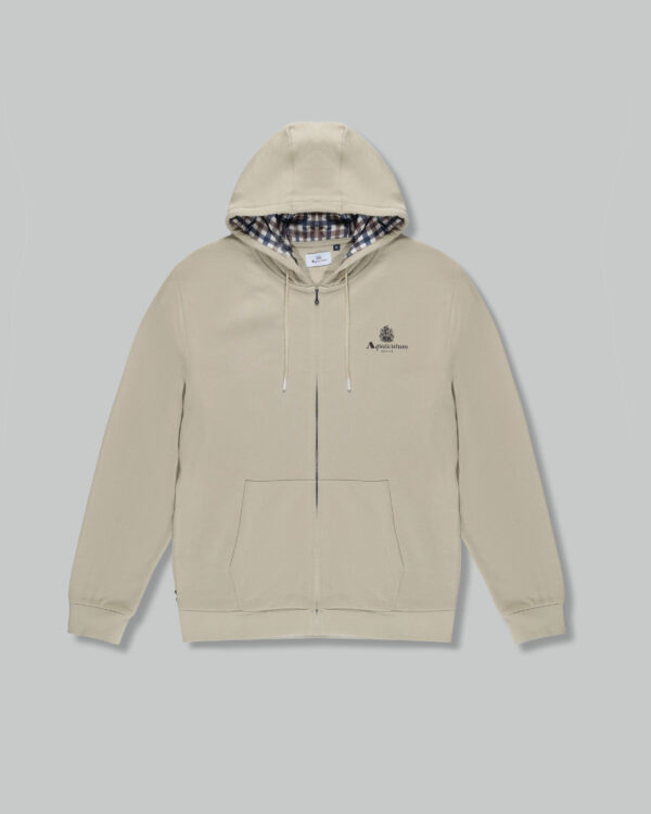 Felpa con cappuccio Aquascutum ACTIVE SMALL LOGO FZ HOODIE Beige - Foto 1