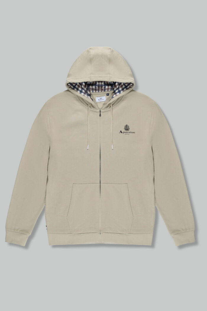 Felpa con cappuccio Aquascutum ACTIVE SMALL LOGO FZ HOODIE Beige