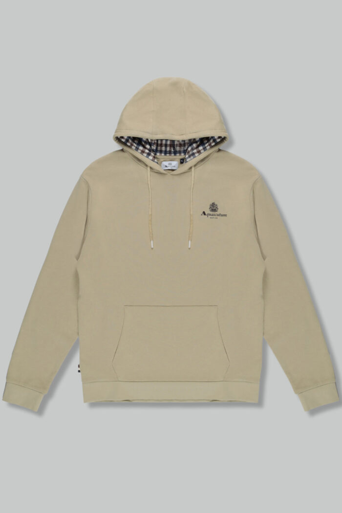 Felpa con cappuccio Aquascutum ACTIVE SMALL LOGO HOODIE Beige