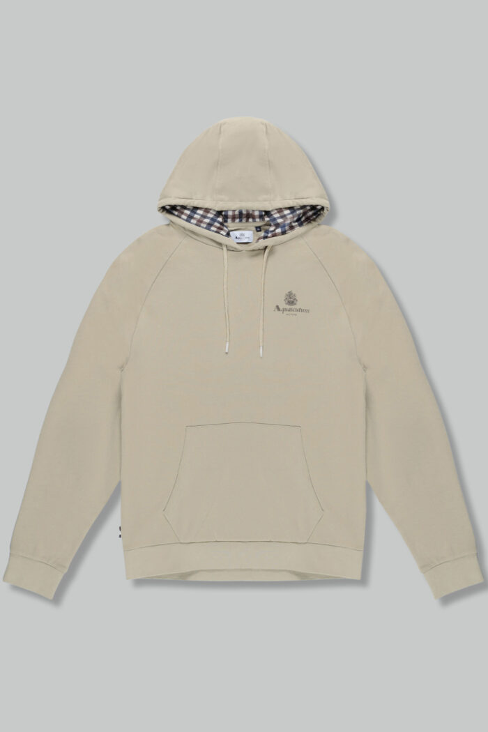 Felpa con cappuccio Aquascutum ACTIVE SMALL LOGO RAGLAN HOODIE Beige