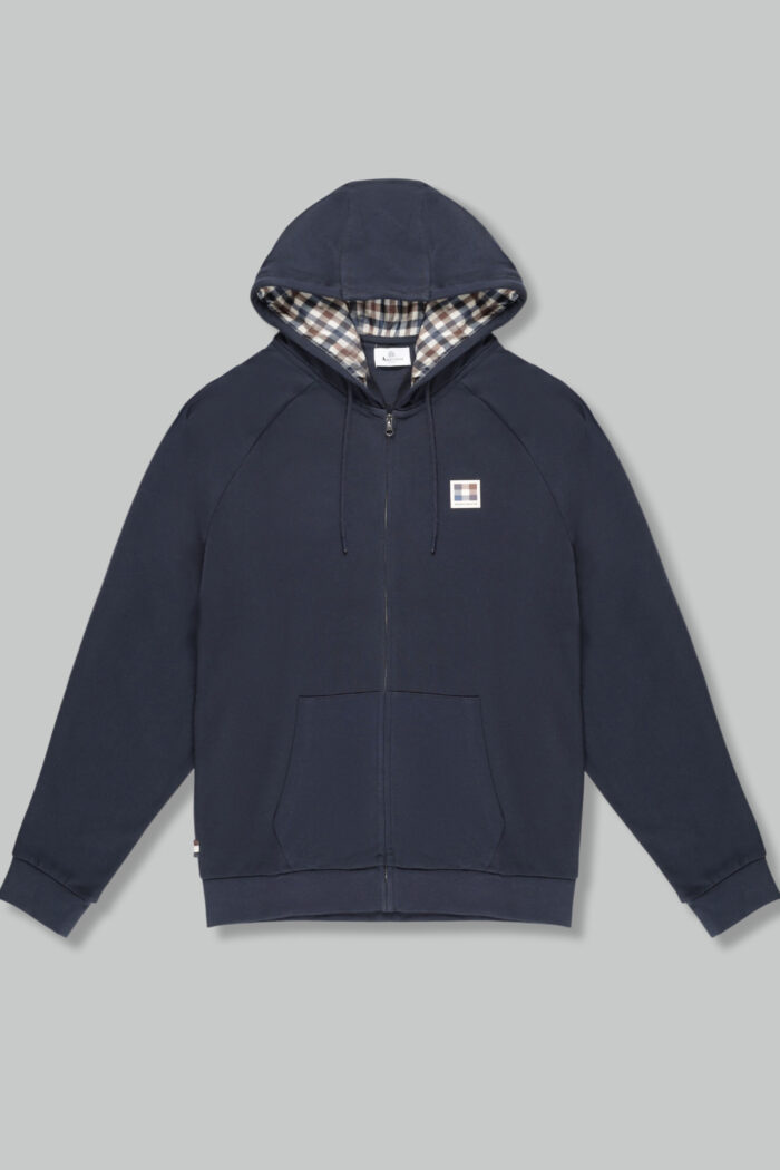 Felpa con cappuccio Aquascutum ACTIVE PATCH FZ RAGLAN HOODIE Blu