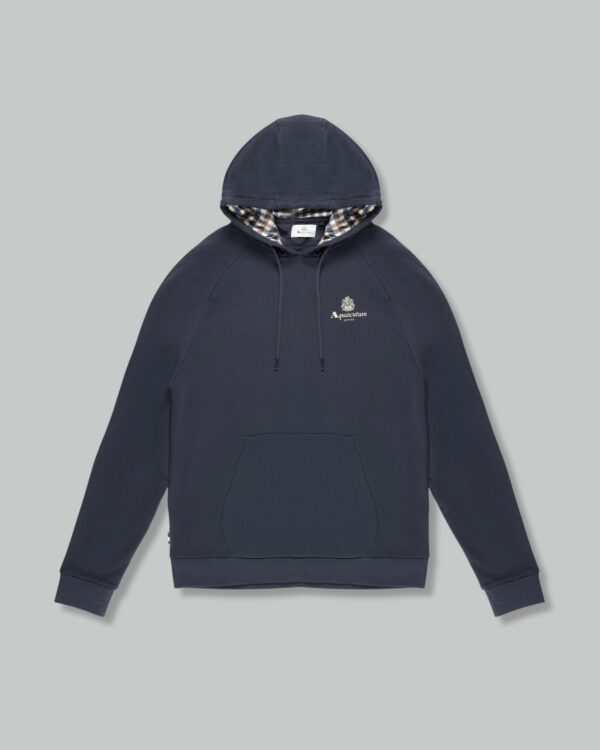 Felpa con cappuccio Aquascutum ACTIVE SMALL LOGO RAGLAN HOODIE Blu - Foto 1