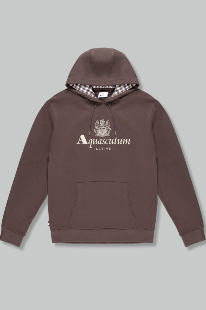 Felpa con cappuccio Aquascutum ACTIVE BIG LOGO HOODIE Marrone