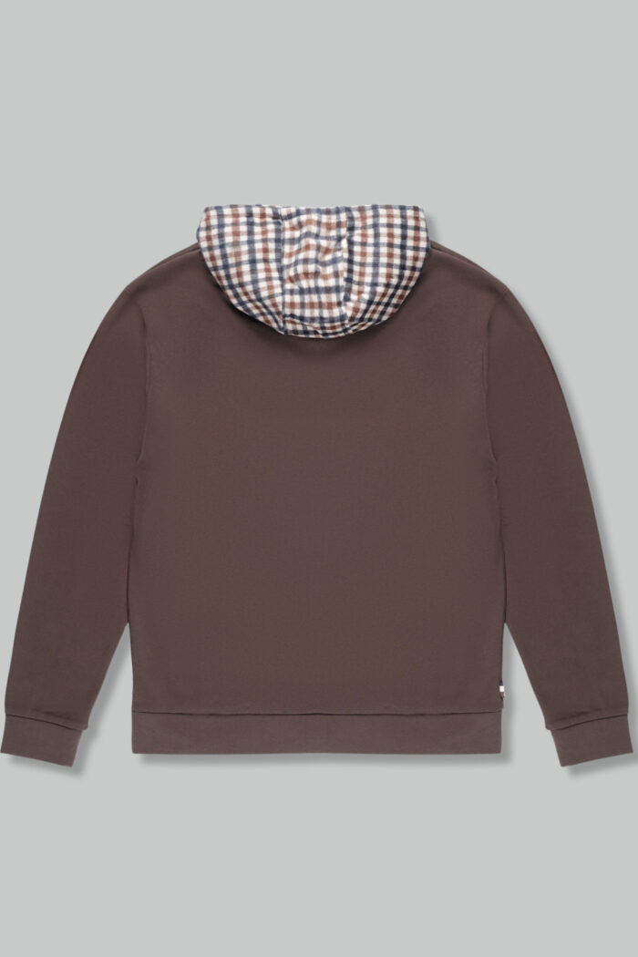 Felpa con cappuccio Aquascutum ACTIVE CLUB CHECK FZ MERINO HOODIE Marrone