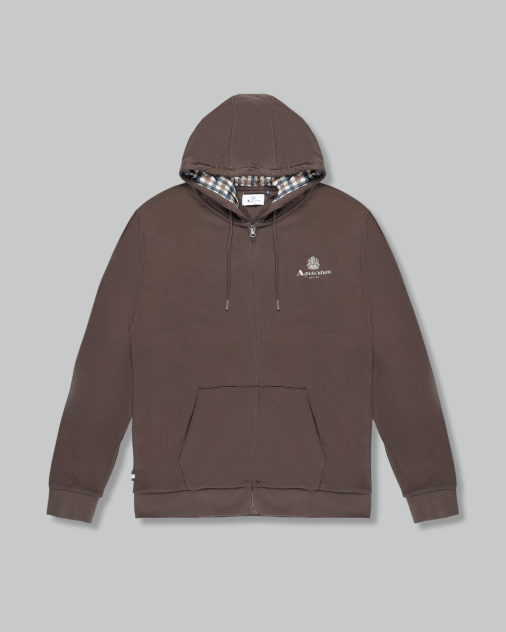 Felpa con cappuccio Aquascutum ACTIVE SMALL LOGO FZ HOODIE Marrone - Foto 1