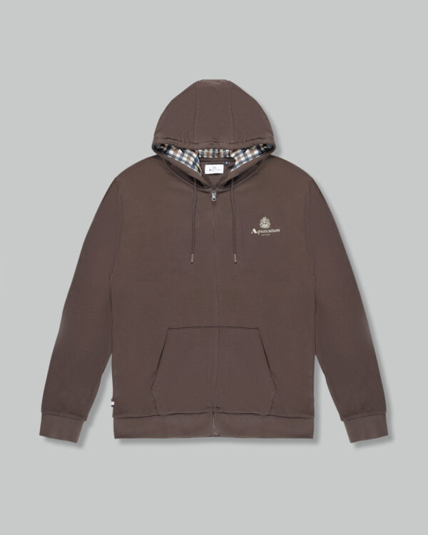 Felpa con cappuccio Aquascutum ACTIVE SMALL LOGO FZ HOODIE Marrone - Foto 1