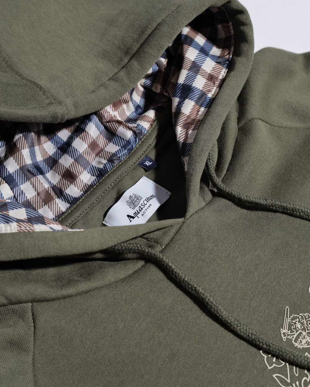 Felpa con cappuccio Aquascutum ACTIVE BIG LOGO RAGLAN HOODIE Verde Oliva - Foto 3