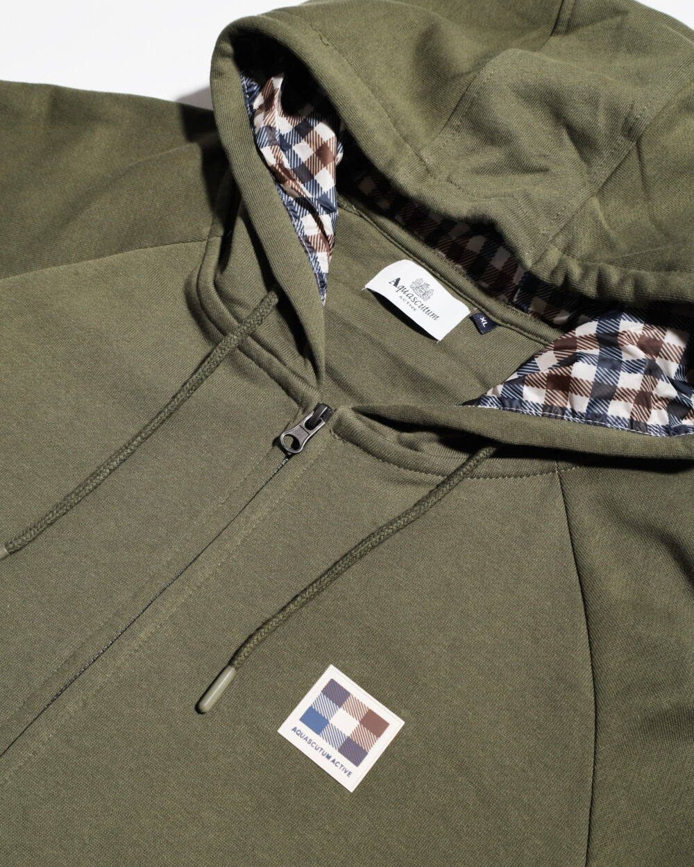 Felpa con cappuccio Aquascutum ACTIVE PATCH FZ RAGLAN HOODIE Verde Oliva - Foto 3