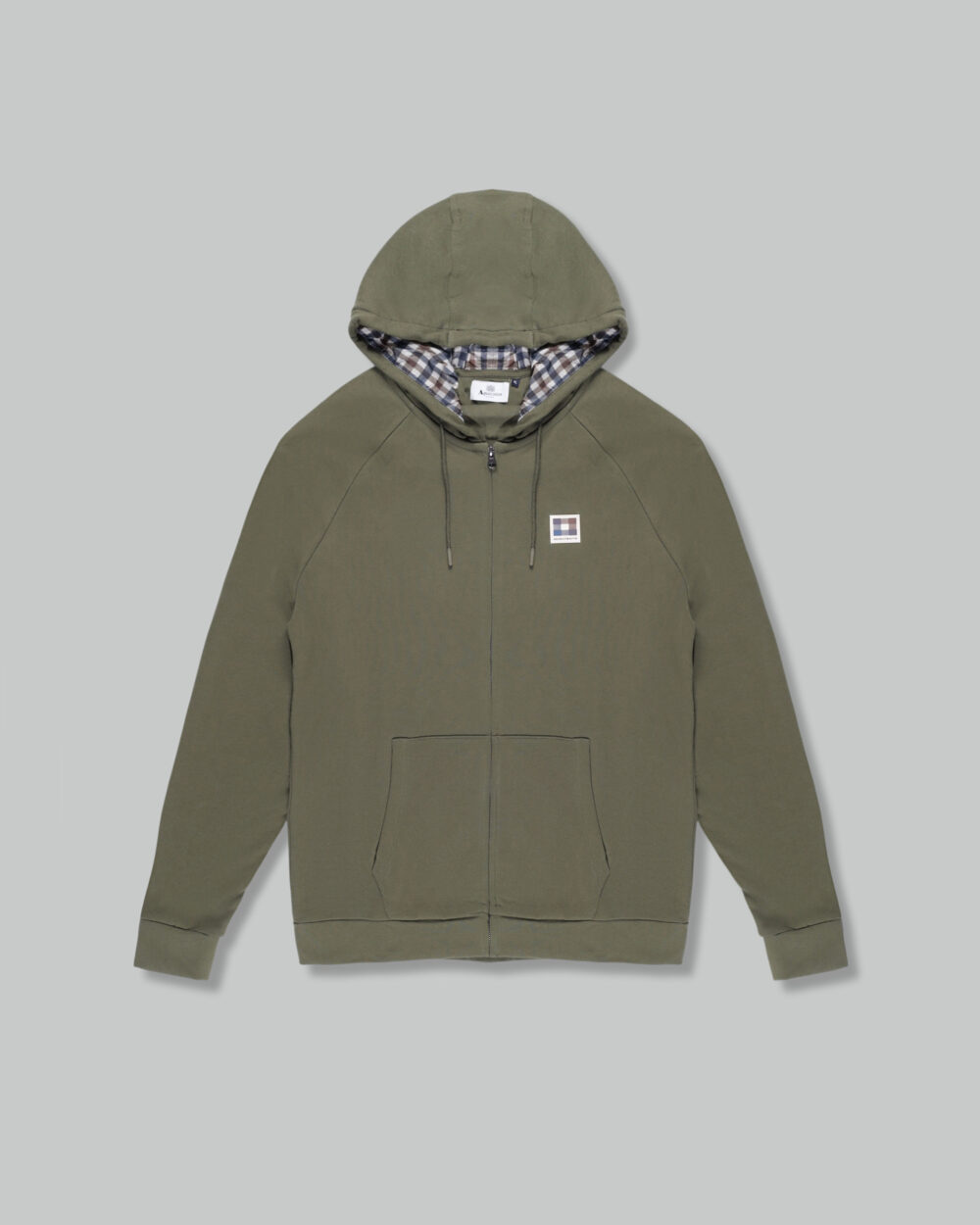 Felpa con cappuccio Aquascutum ACTIVE PATCH FZ RAGLAN HOODIE Verde Oliva - Foto 1