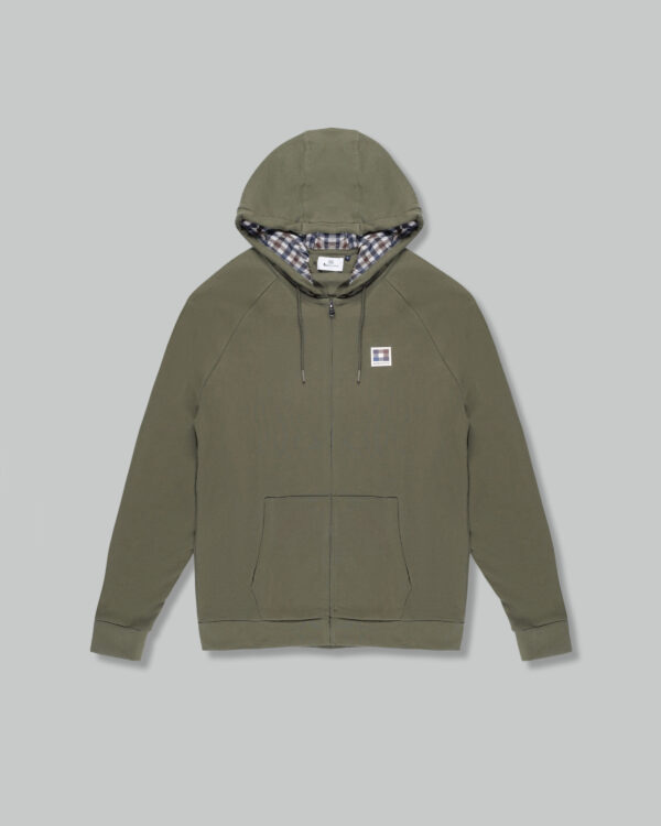 Felpa con cappuccio Aquascutum ACTIVE PATCH FZ RAGLAN HOODIE Verde Oliva - Foto 1