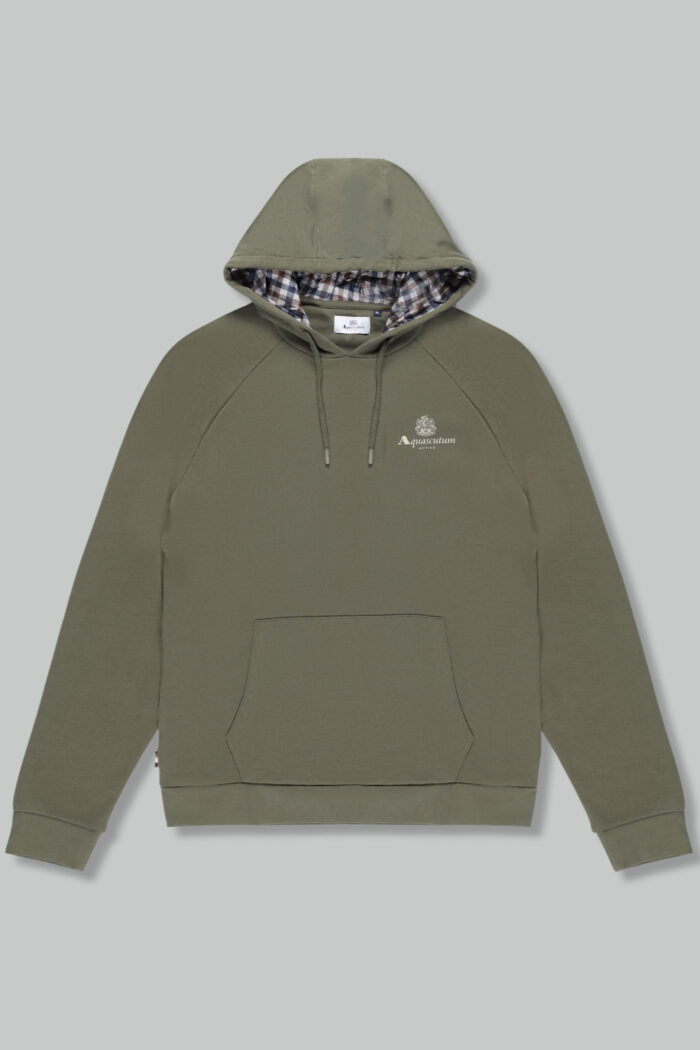 Felpa con cappuccio Aquascutum ACTIVE SMALL LOGO RAGLAN HOODIE Verde Oliva