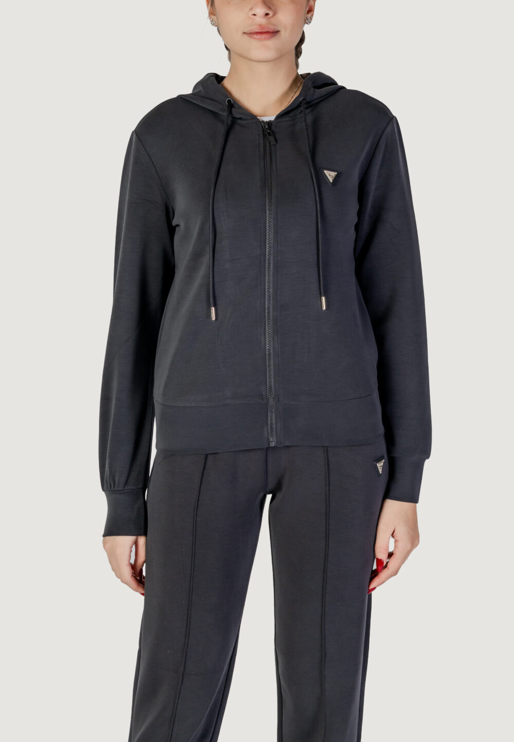 Felpa con cappuccio Guess Active OLYMPE FULL ZIP Nero - Foto 1