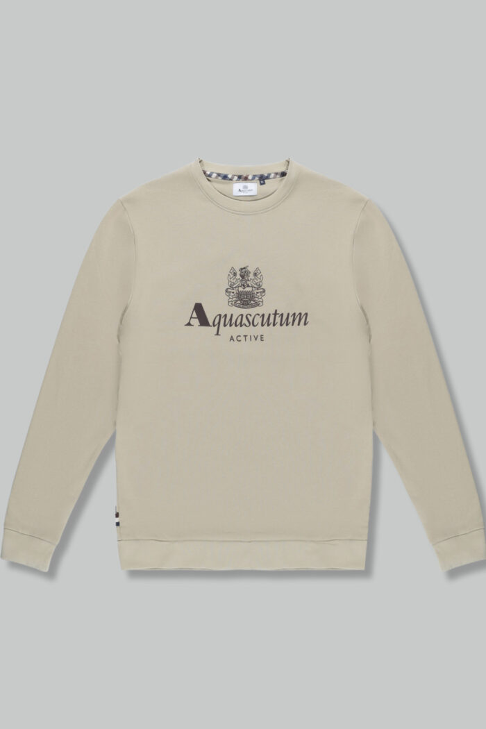 Felpa senza cappuccio Aquascutum ACTIVE BIG LOGO CREWNECK Beige