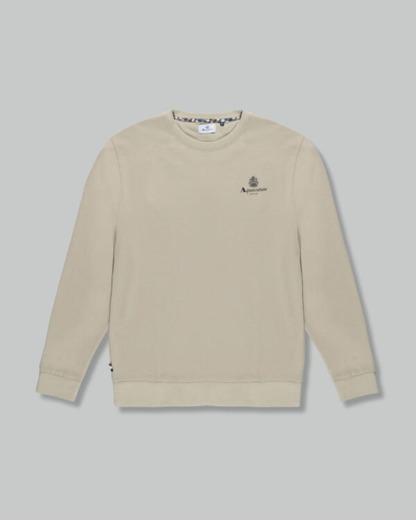 Felpa senza cappuccio Aquascutum ACTIVE SMALL LOGO CREWNECK Beige - Foto 1