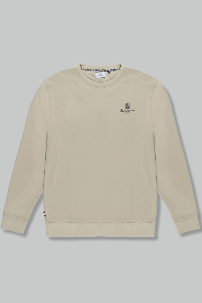 Felpa senza cappuccio Aquascutum ACTIVE SMALL LOGO CREWNECK Beige