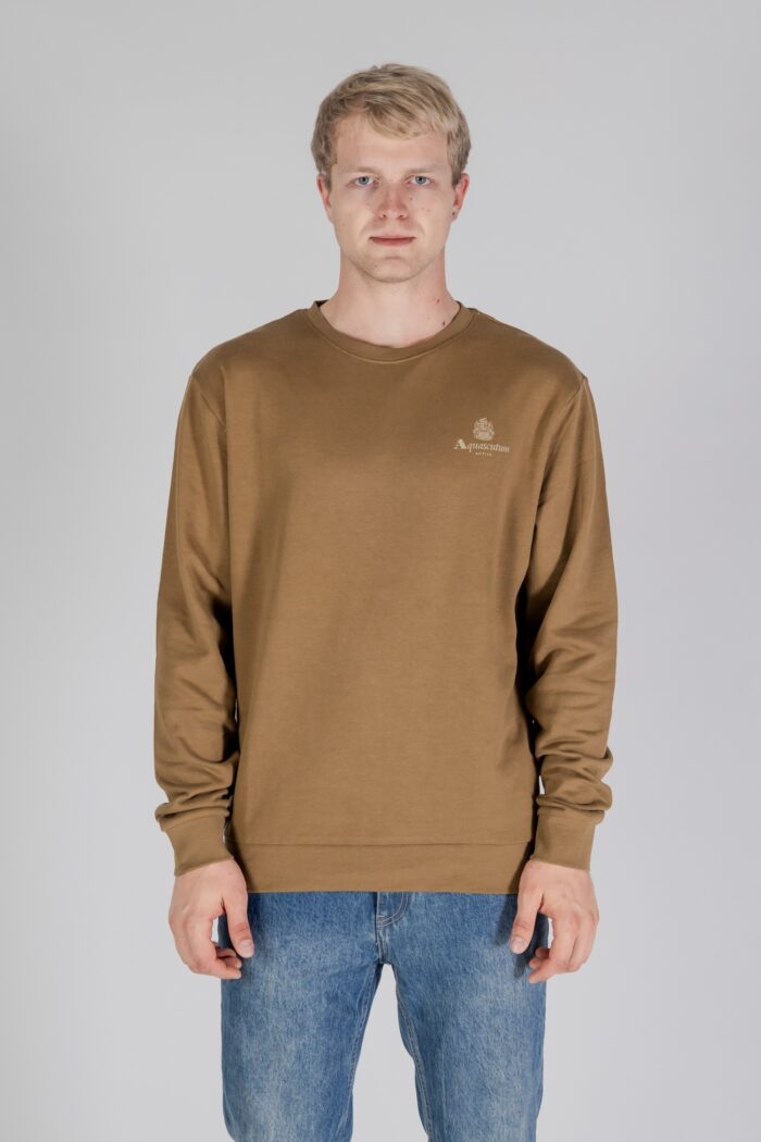 Felpa senza cappuccio Aquascutum ACTIVE SMALL LOGO CREWNECK Beige scuro