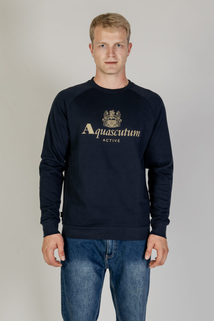 Felpa senza cappuccio Aquascutum ACTIVE BIG LOGO RAGLAN Blu