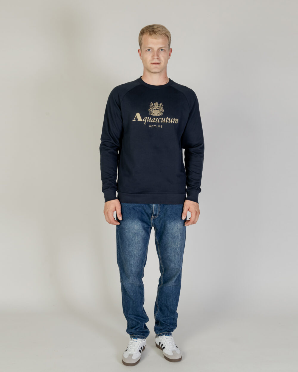 Felpa senza cappuccio Aquascutum ACTIVE BIG LOGO RAGLAN Blu - Foto 2