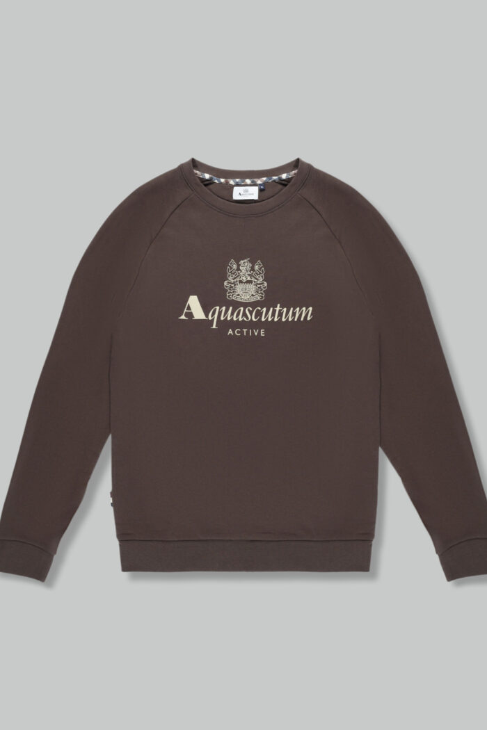 Felpa senza cappuccio Aquascutum ACTIVE BIG LOGO RAGLAN Marrone