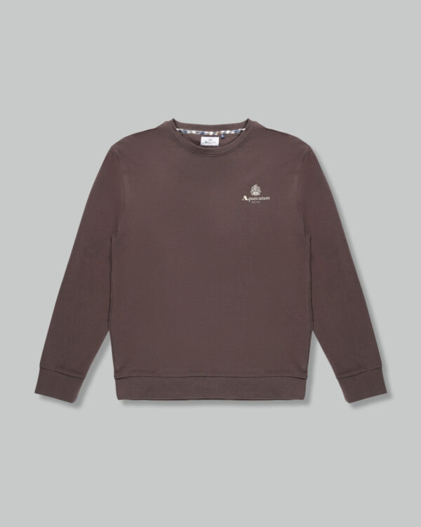 Felpa senza cappuccio Aquascutum ACTIVE SMALL LOGO CREWNECK Marrone - Foto 1