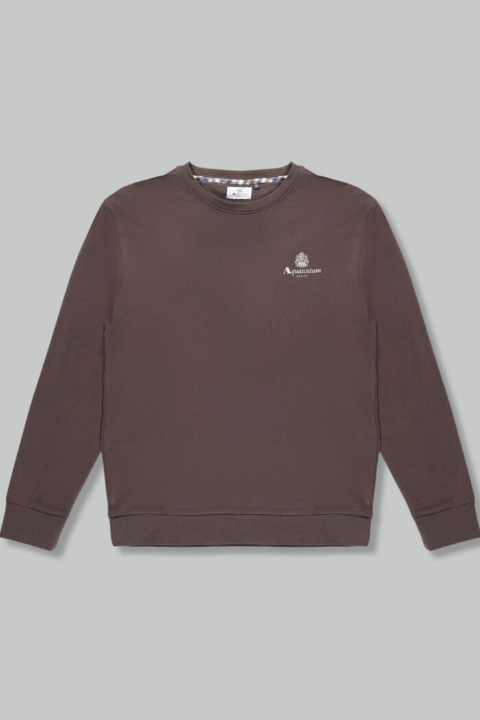 Felpa senza cappuccio Aquascutum ACTIVE SMALL LOGO CREWNECK Marrone