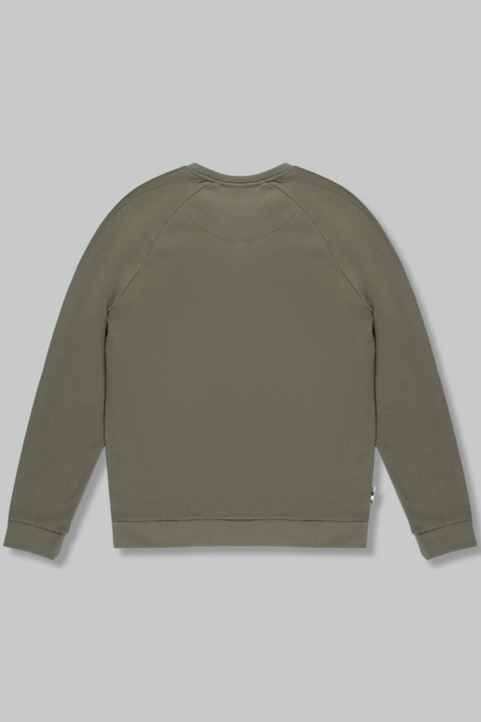 Felpa senza cappuccio Aquascutum ACTIVE PATCH CREWNECK Verde Oliva