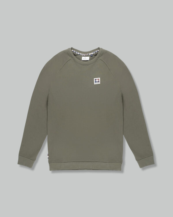 Felpa senza cappuccio Aquascutum ACTIVE PATCH CREWNECK Verde Oliva - Foto 1