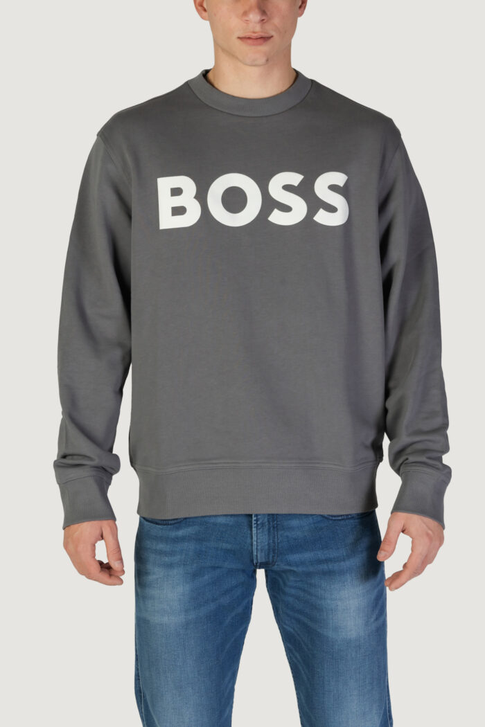 Felpa senza cappuccio Boss JERSEY WE BASIC CREW Grigio Scuro