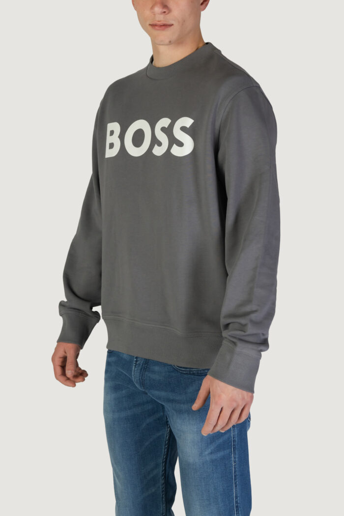 Felpa senza cappuccio Boss JERSEY WE BASIC CREW Grigio Scuro