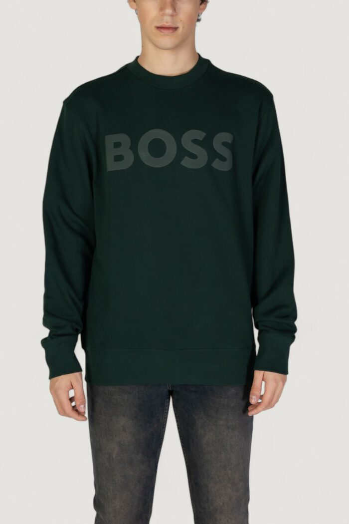 Felpa senza cappuccio Boss JERSEY WE BASIC CREW Verde