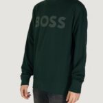 Felpa senza cappuccio Boss JERSEY WE BASIC CREW Verde - Foto 2