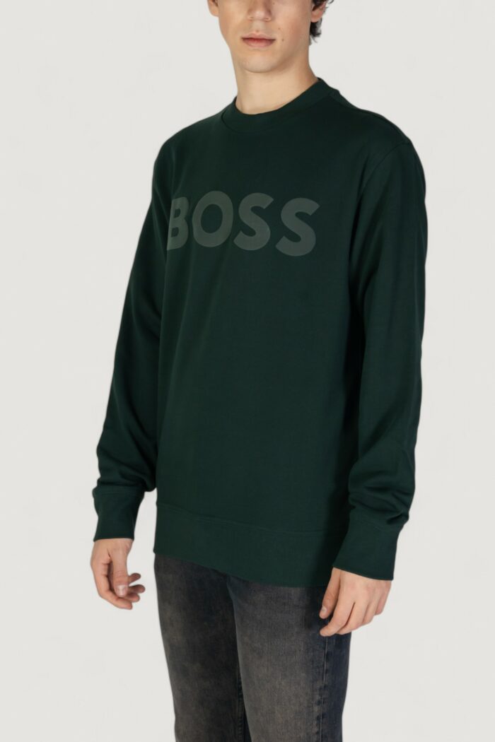 Felpa senza cappuccio Boss JERSEY WE BASIC CREW Verde