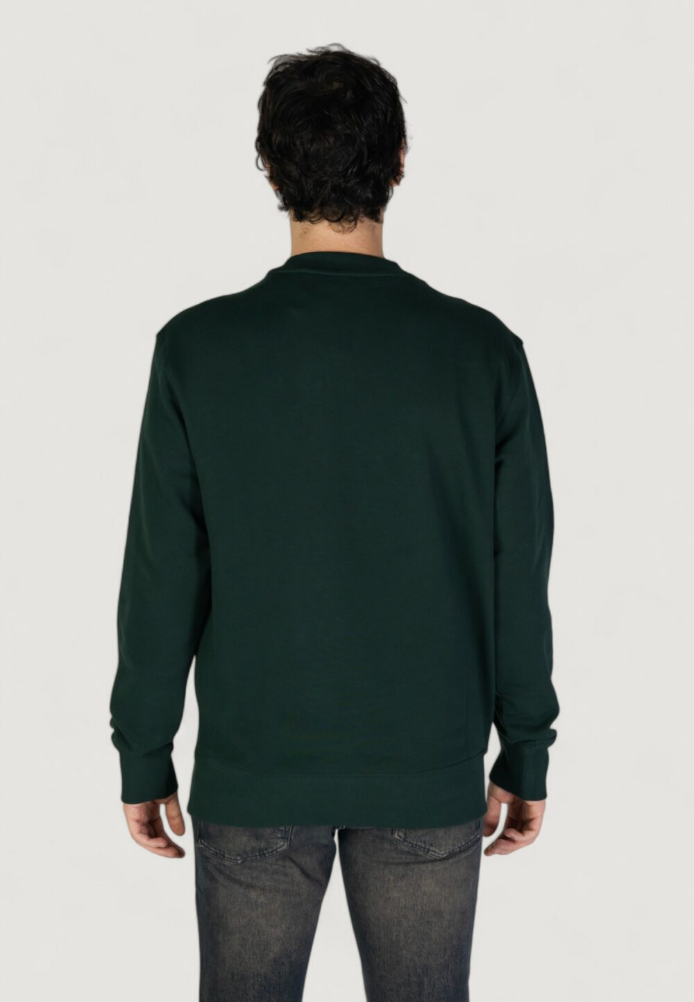 Felpa senza cappuccio Boss JERSEY WE BASIC CREW Verde - Foto 3