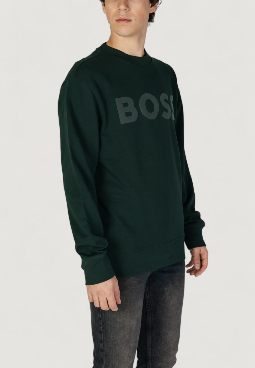 Felpa senza cappuccio Boss JERSEY WE BASIC CREW Verde - Foto 4