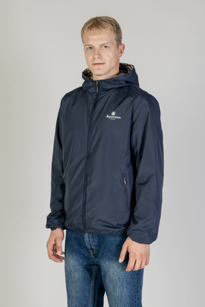 Giacchetto Aquascutum ACTIVE SAILOR CHECK REVERSIBLE JACKET Blu – AA_CORE_JK001