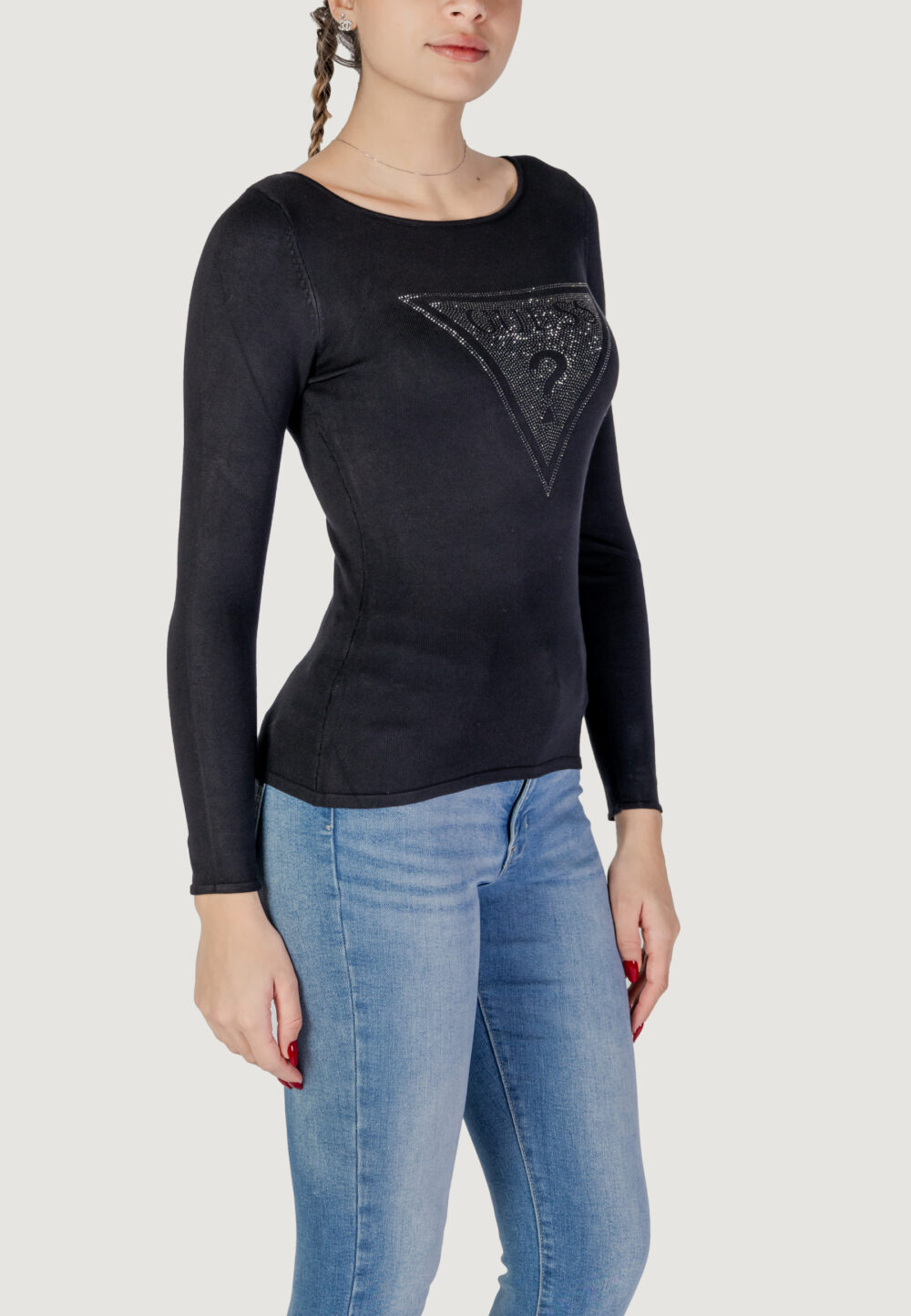 Maglia Guess LS TRIANGLE LOGO ELI Nero - Foto 3