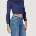 Maglia Jacqueline de Yong JDYLEMON L/S OFF SHOULDER PULLOVER KNT Blu Chiaro - Foto 3