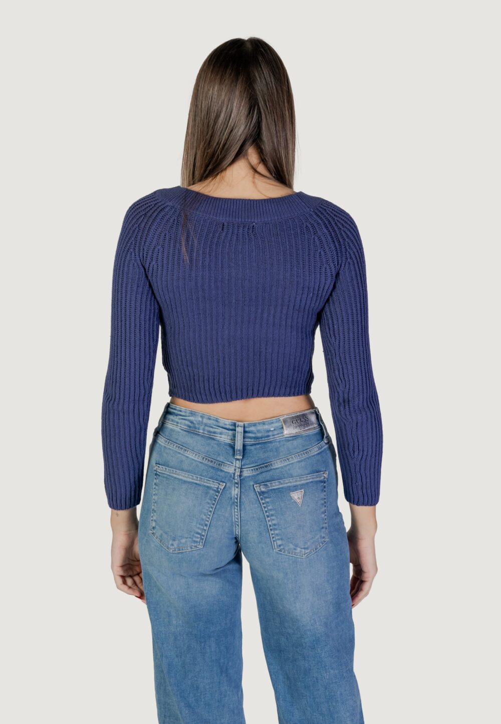 Maglia Jacqueline de Yong JDYLEMON L/S OFF SHOULDER PULLOVER KNT Blu Chiaro - Foto 4