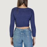 Maglia Jacqueline de Yong JDYLEMON L/S OFF SHOULDER PULLOVER KNT Blu Chiaro - Foto 4