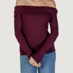 Maglia Jacqueline de Yong JDYFRANSISKA L/S OFFSHOULDER TOP JRS EXP Bordeaux - Foto 1