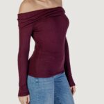 Maglia Jacqueline de Yong JDYFRANSISKA L/S OFFSHOULDER TOP JRS EXP Bordeaux - Foto 4